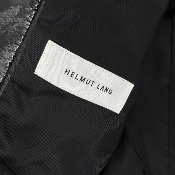 HELMUT‎ LANG Vinyl Spread Collar Button Down Jacket Black Medium Patent Leather - Picture 9 of 14